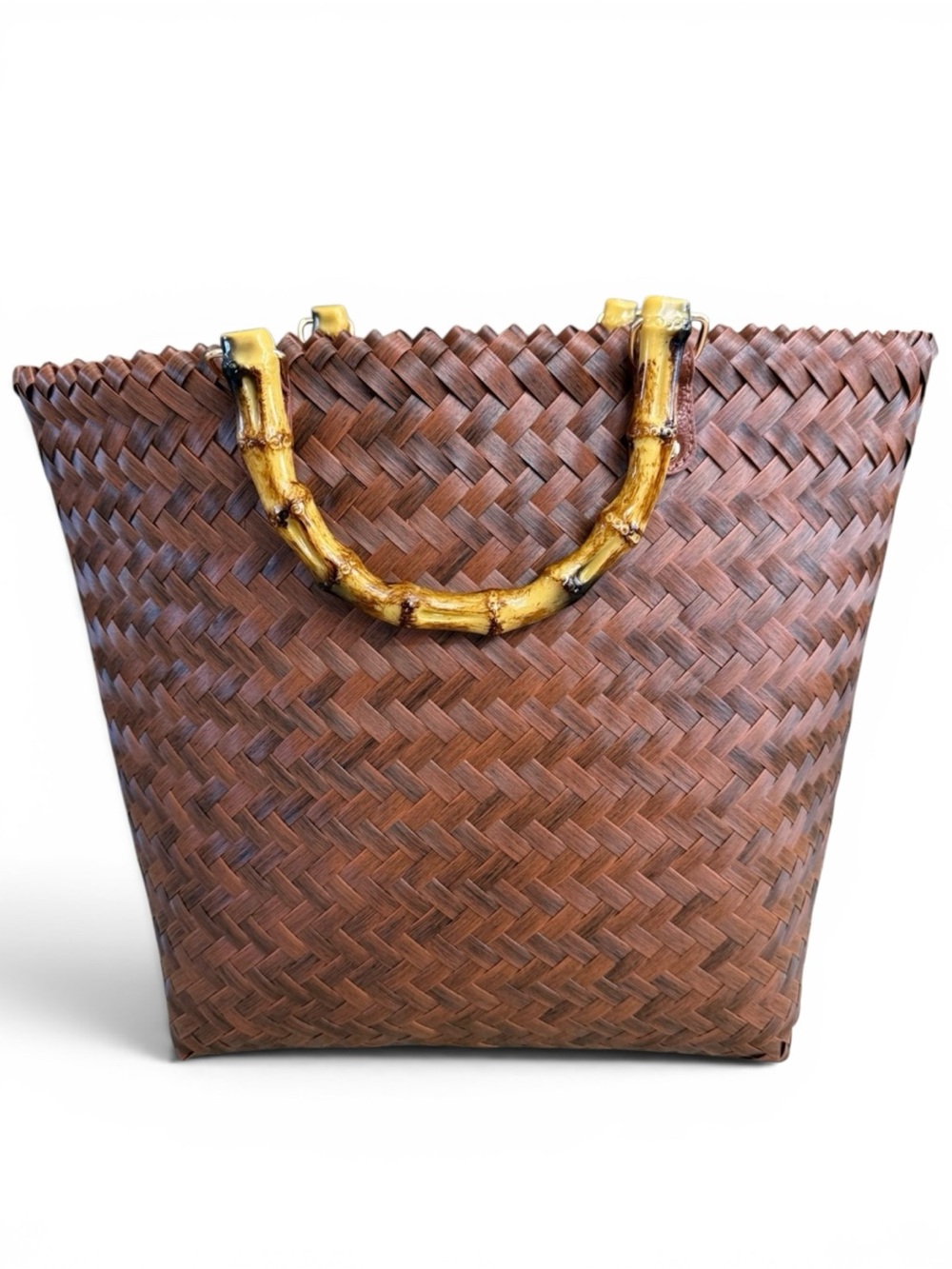 NWT Tommy Bahama Hand Woven Brown Beach Tote Bamboo Handles Starfish Tassel - Picture 7 of 14